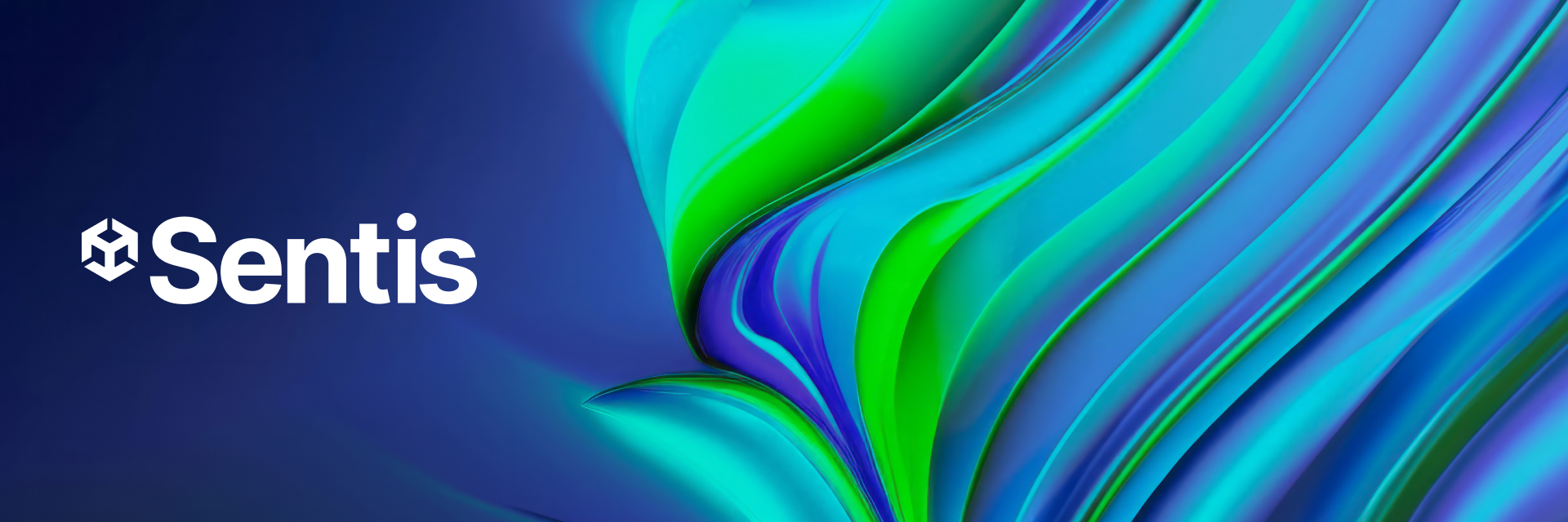 Representative image for Unity Sentis, showing a blue, green, and purple swirl that appears silky and is fading to black along the left side