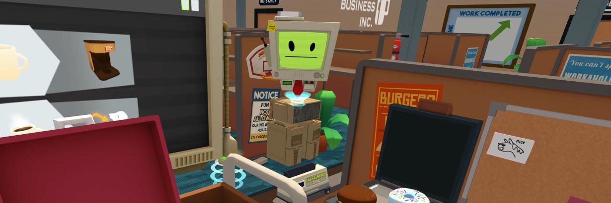 Gameplay from the game Job Simulator, by Owlchemy Labs